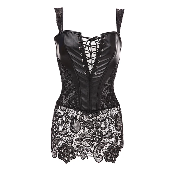 Red Leather Steampunk Gothic Clothing Women Plus Size Waist Trainer Corset