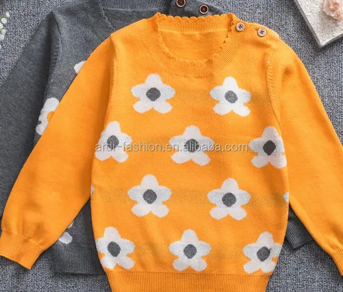 
new design stylish teenager kids girls flower knitting pullover sweaters 
