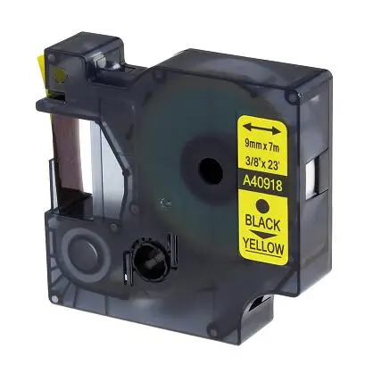 Совместимая этикетка DYMO D1, 9 мм, черная на желтом 40918