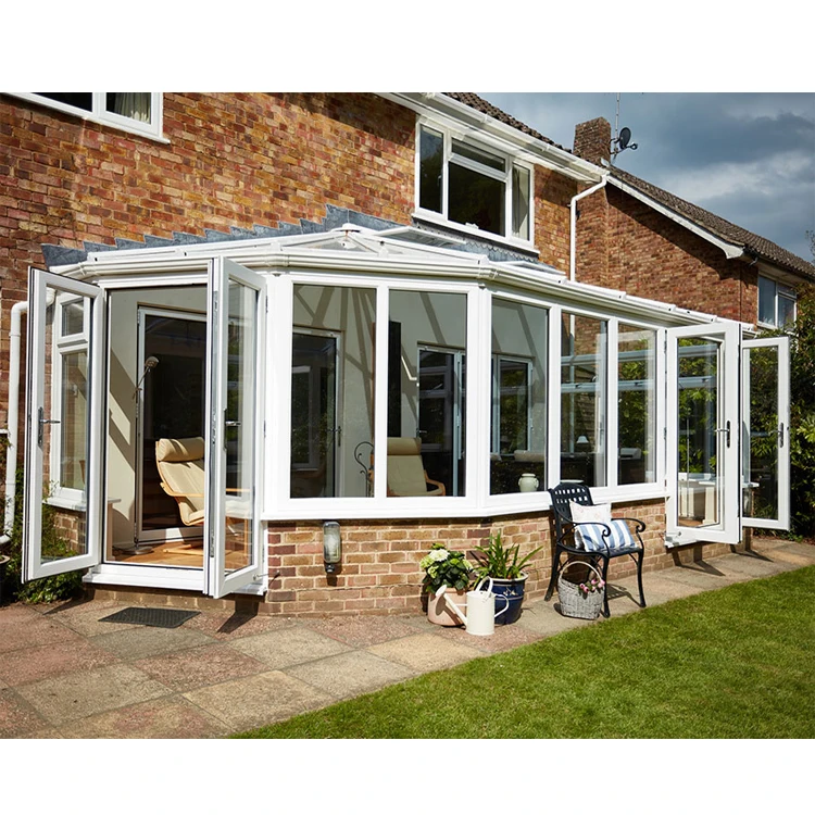 Aluminum Sunroom Lean To House Kit Glass-To-Floor Conservatory White Plastic Pvc Upvc Sunrooms Aluminium Glass Sunroom For Solar