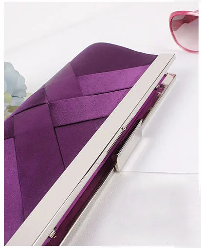 2016 Hot Noble Ladies Clutch Purse Chain Handbags Women Evening Bag Purple Bride Wedding Party Purse Clutch