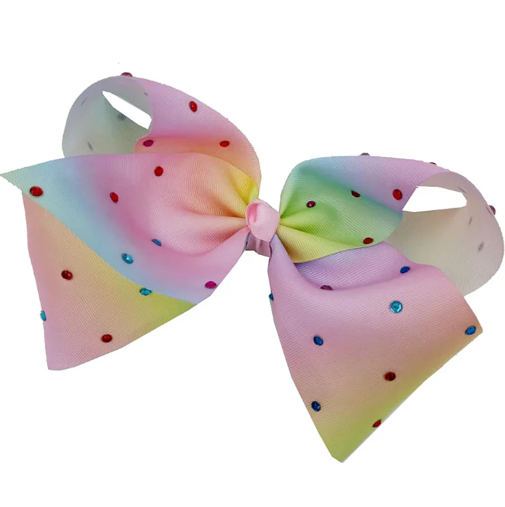 
New JOJO rainbow gradient, hot drill bow tie hairpin 18CM bow tie child hairpin headwear 