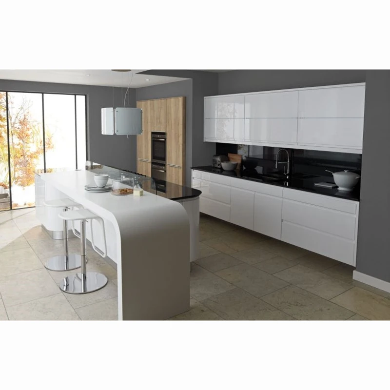 N&L High glossy lacquer Modern Glass kitchen cabinet Interior design