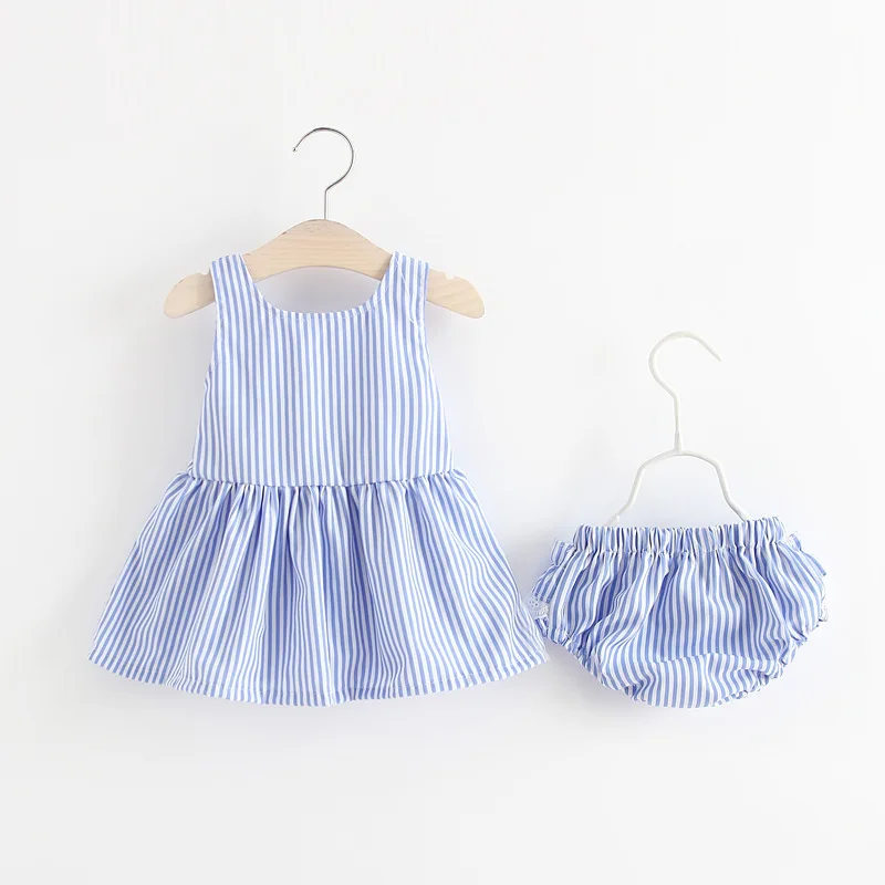 
Hot Selling Girl Summer Dress Girl Baby Chequered Dresses Baby Summer Vest + Short Pants Suit 2-3 Years Old Clothes 