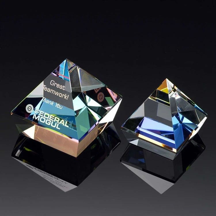 Different Shapes Pyramid Color Printing Crystal Paper weight
