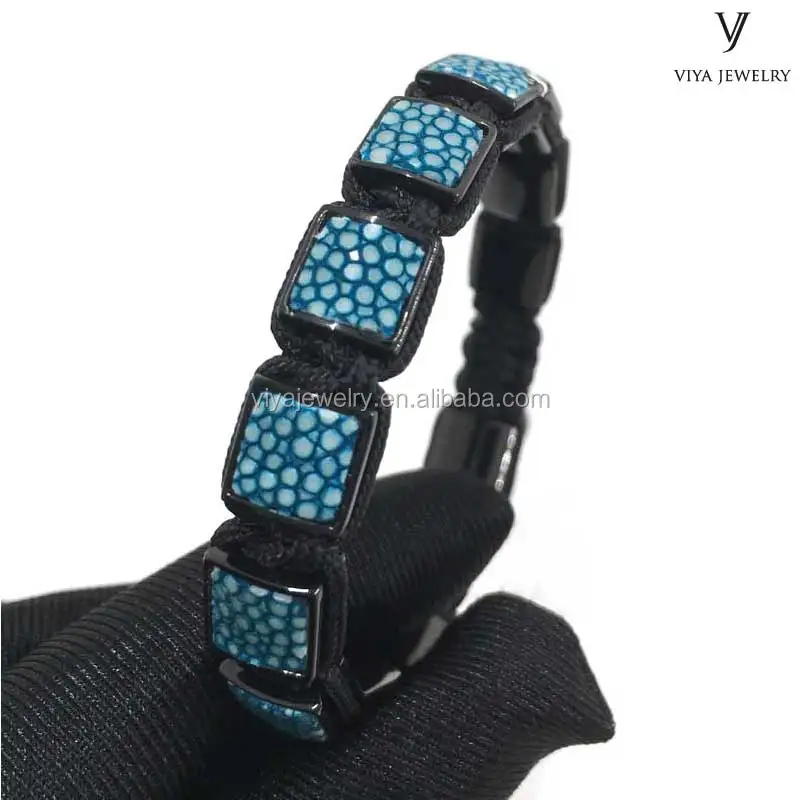 Mens jewelry 2017 Square Leather Beads Bracelet custom natural rope leather Bracelet