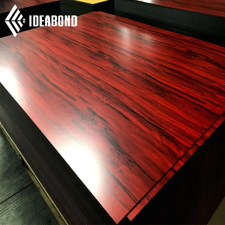 Wooden Texture IDEABOND Alucobond Plate ACP 2mm 3mm 4mm Indoor PVDF 15 Years / PE 10 Years Mirror Series Wall Panel 2/3/4/5/6mm