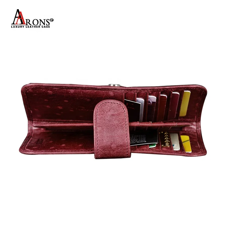 High quality new style wholesale cowhide leather Guangzhou wallet Ostrich skin cowhide leather wallet for man