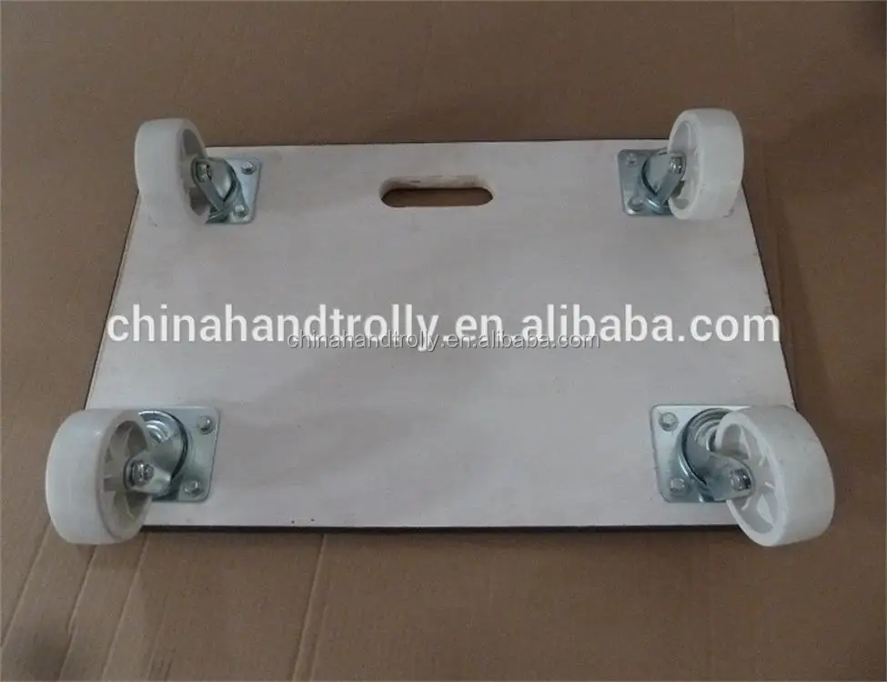 DIY size wood pallet with rubber blanket wooden moving dolly for wholesale