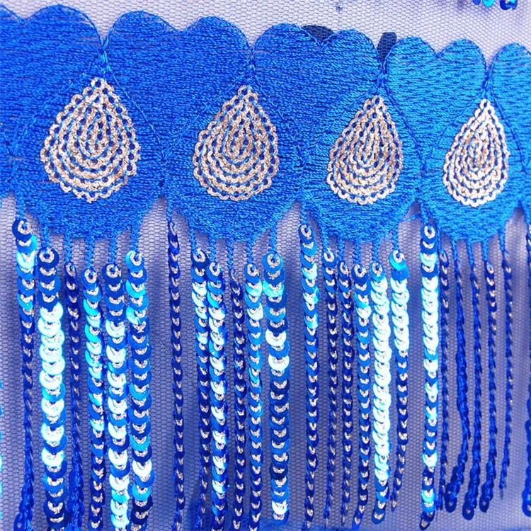 
Wholesale Blue Dubai Embroidery Sequin African Lace Fabric 
