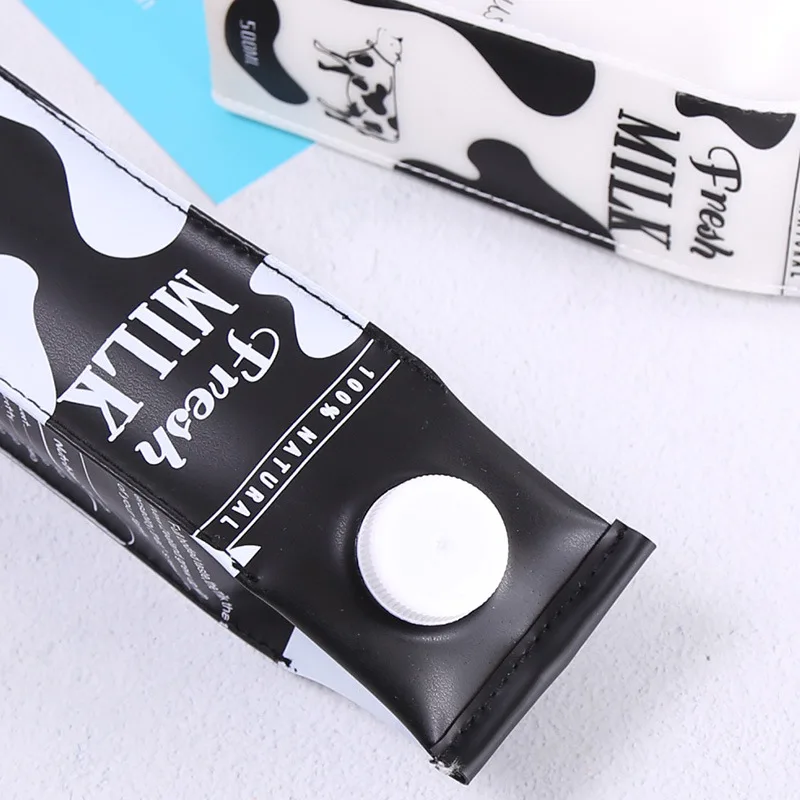
Newest children lovely cartoon milk box large capacity PU leather pencil bag waterproof pen bag 
