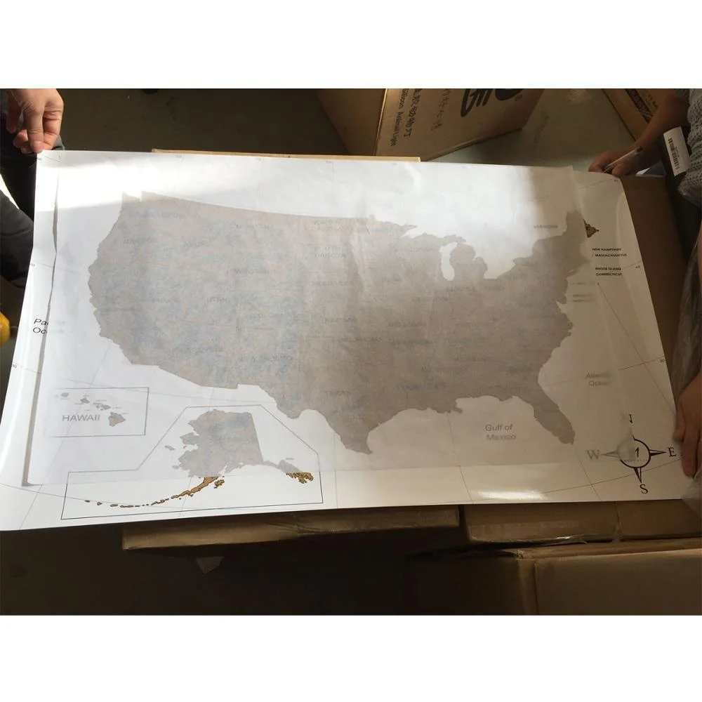 88x52CM Christmas Gift Scratch Off Map USA for Traveller Support Custom