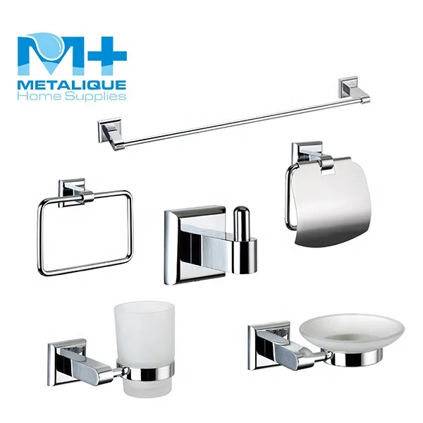 Good Quality Chrome Bathroom Accessories Bathroom Fittings 6pcs Brass Bath Hardware Sets 61040-CR