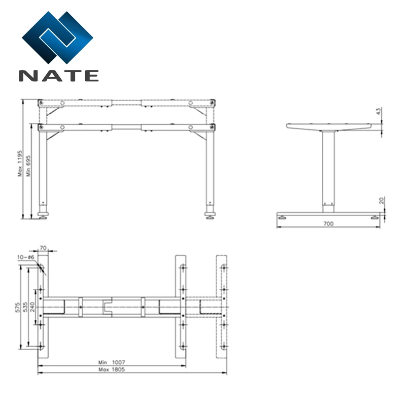 2AR2-S Customized height adjustable computer desks adjustable steel table legs furniture desk for office