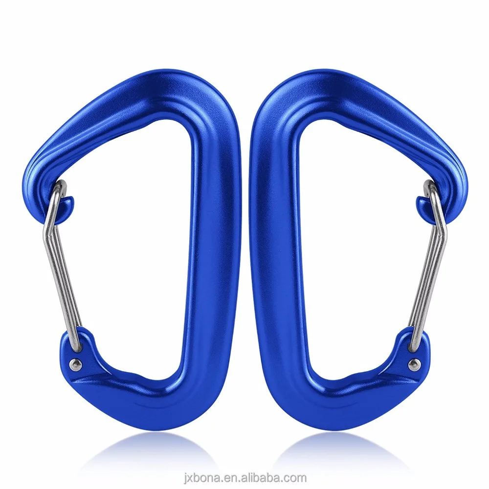 Heavy Duty Lightweight Carabiner Clips D shape wire gate Snap Hook Aluminum hammock climbing carabiner with 12KN