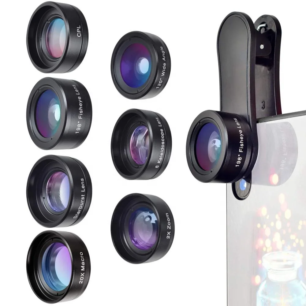 Cell Phone DSLR Camera Lens Mobile Phone Camera Lens 7 in 1 Lens Kit for iPhone Samsung