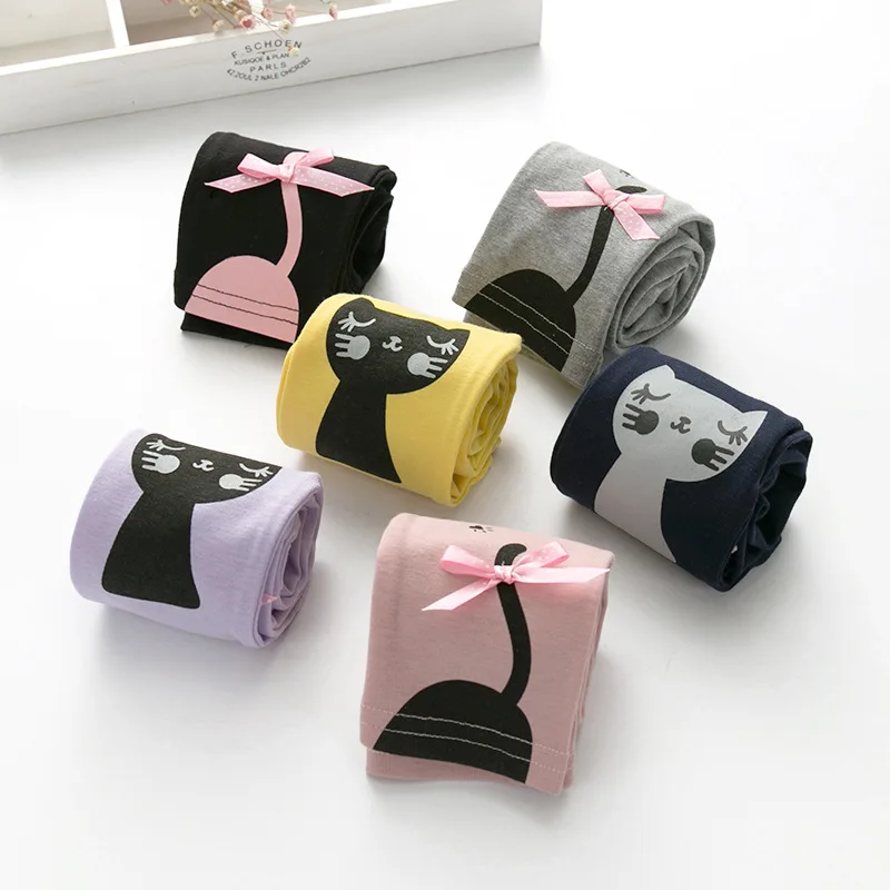 Детские брюки, Новинка весна-осень 2019, леггинсы для девочек с мультяшным принтом, милые детские брюки с бантом