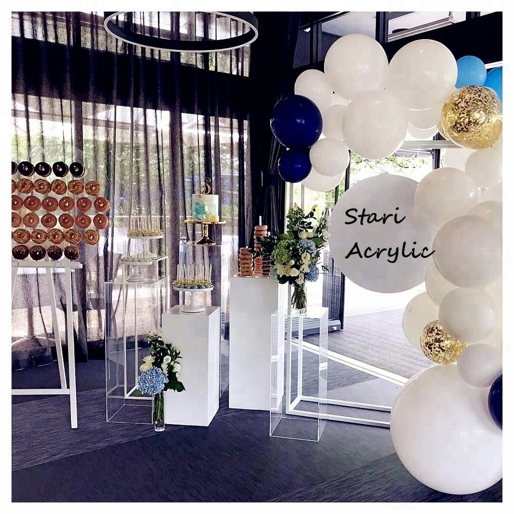 Magnificent White Acrylic Plinths Square Pedestal Display Cube Platform