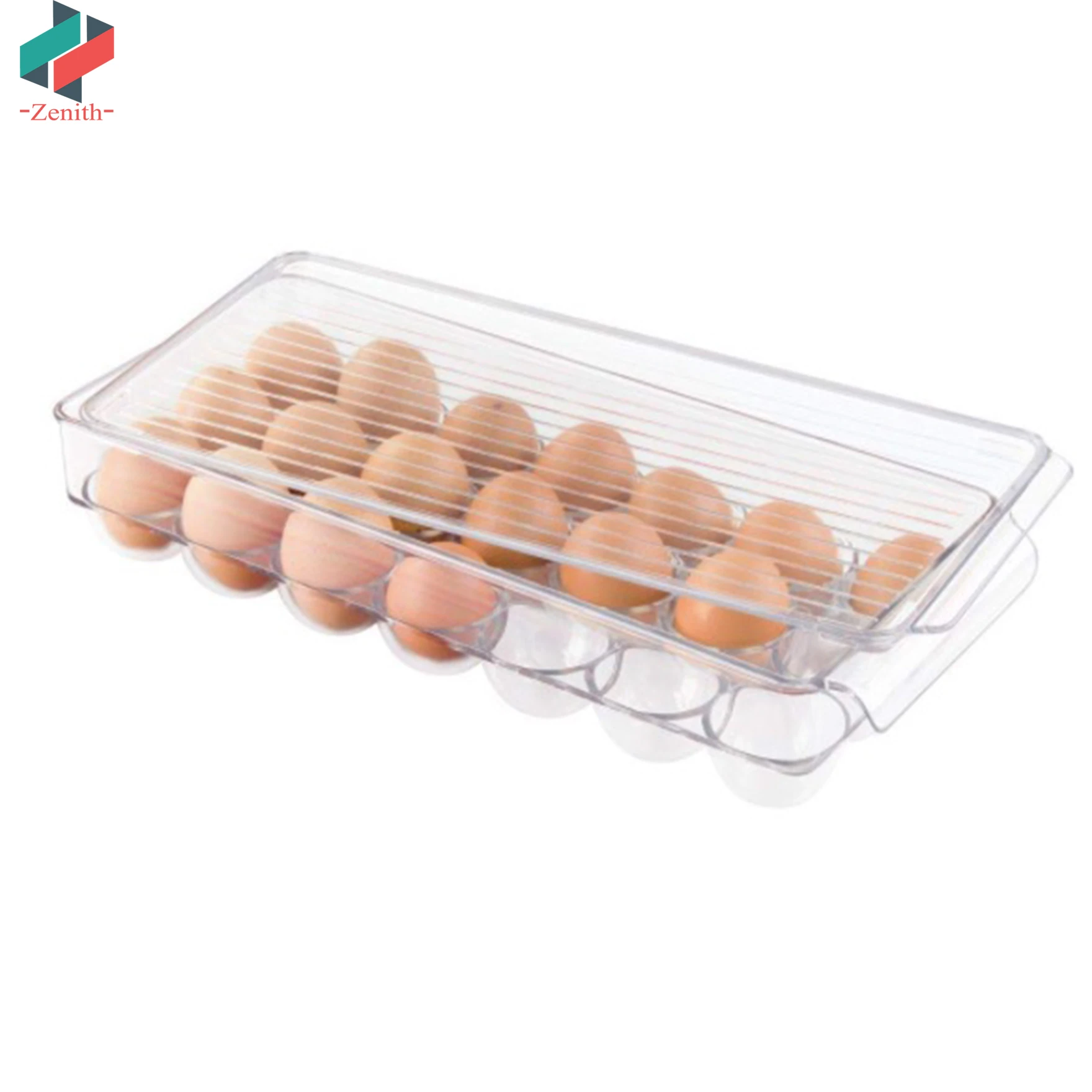 ZNF00022 Clear Stackable 21 Eggs Tray Refrigerator Storage Container Covered Egg Holder