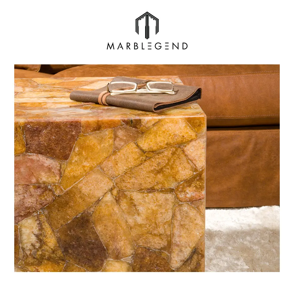 popular sale building material polished gemstone sole yellow quartz slab for countertop