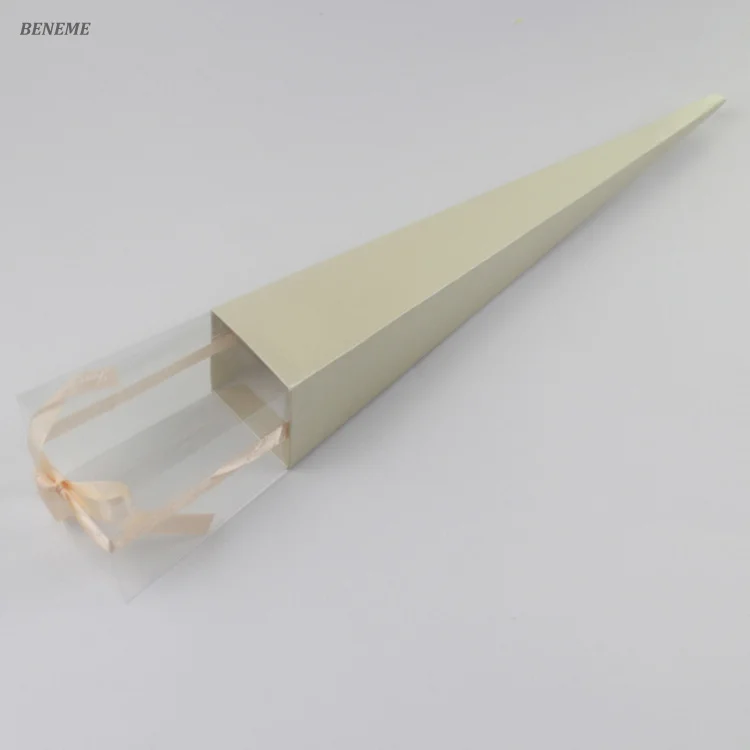 Hot Selling 41 cm 63 cm Long Paper Flower Box Cone Single Long Stem Roses Box