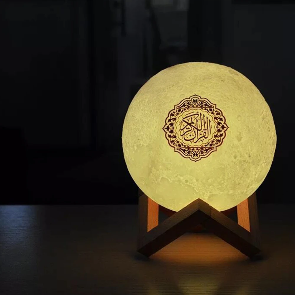  Al Touch Koran Azan Mp3 Usb Cube 3D Lampjes Audio Красочный светодиодный дышащий портативный адхан плеер Коран луна лампа