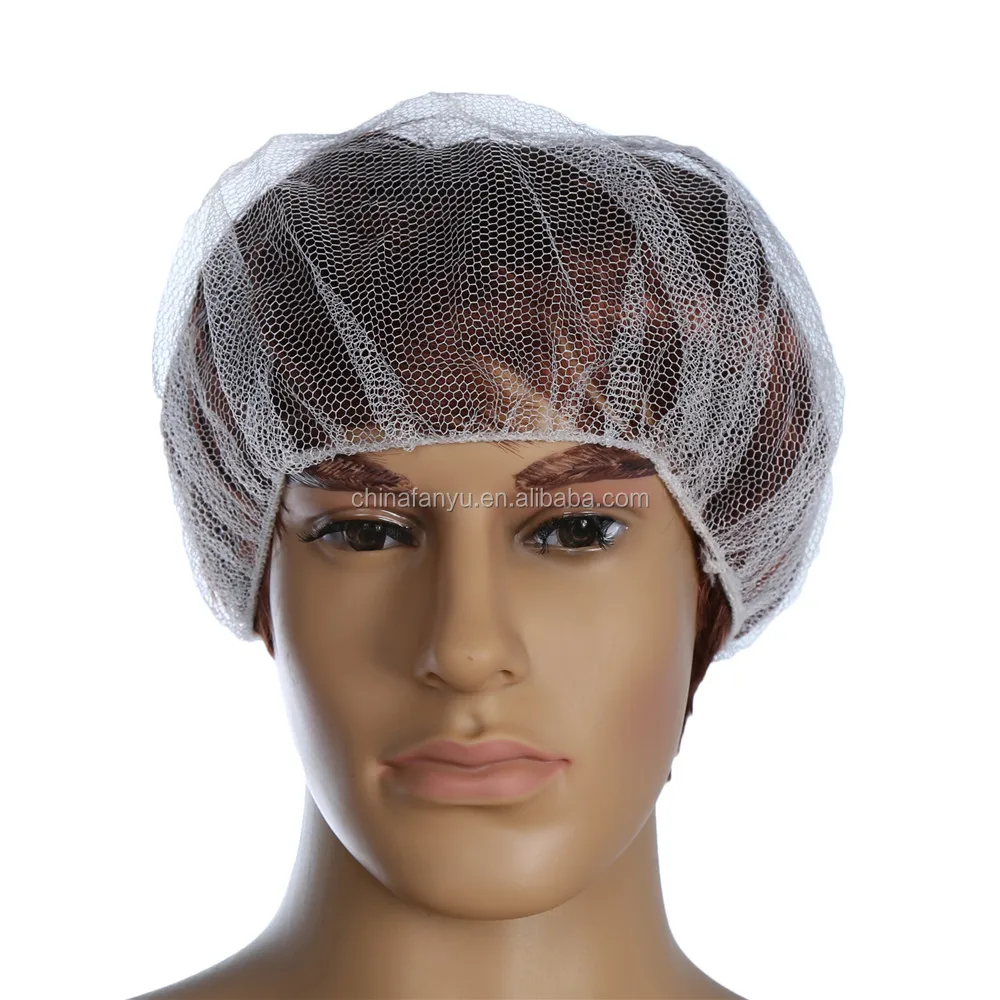 disposable bouffant nylon hairnet cap with elastic