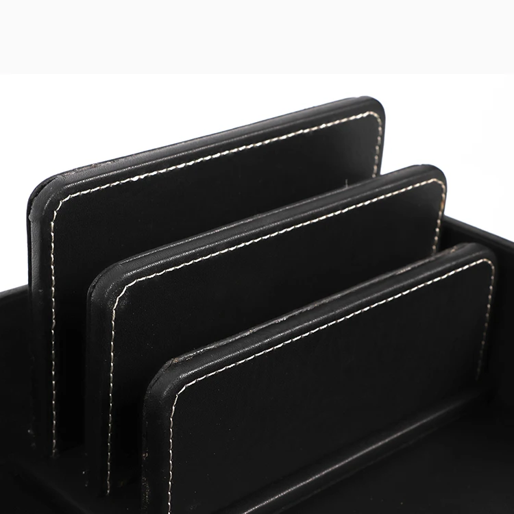 Custom Multifunctional Leather Desk Organizer Desktop stationery set office