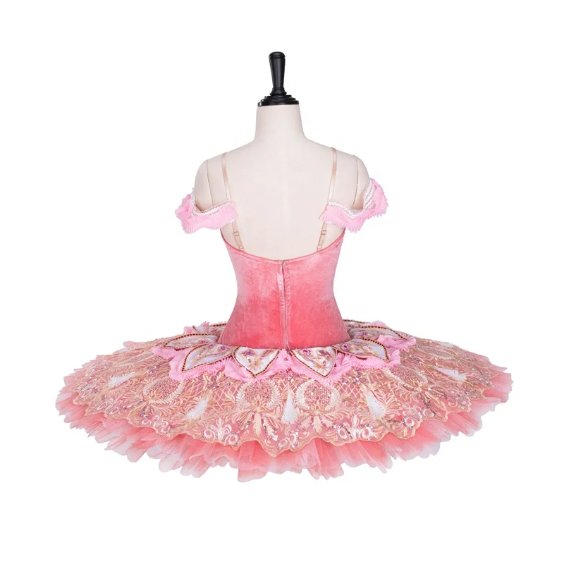 Free Ship! 12 Layer Tulle Velvet Bodice Fairy Sleeping Classical Adult Gold Professional Ballet Tutu pink feather tutu dress