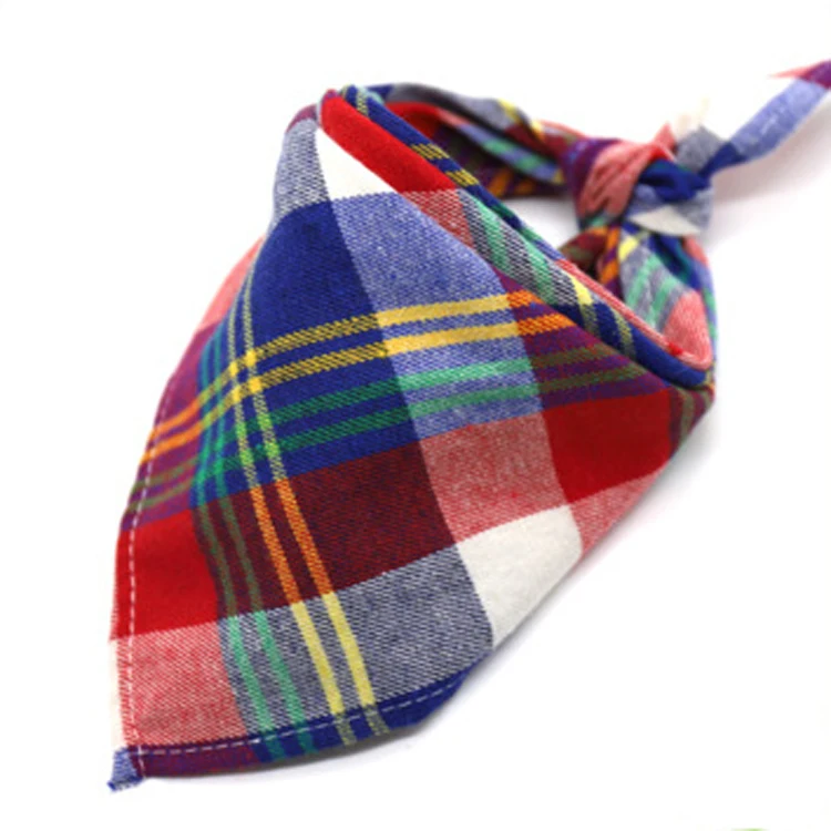 
Оптовая продажа, хлопковая клетчатая бандана на заказ для собак, треугольный шарф для домашних животных оптом 