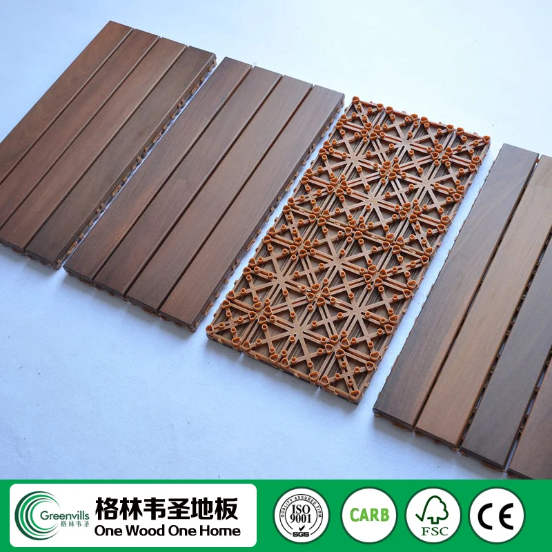 easy installed DIY IPE solid wood decking outdoor tiles hardwood interlocking