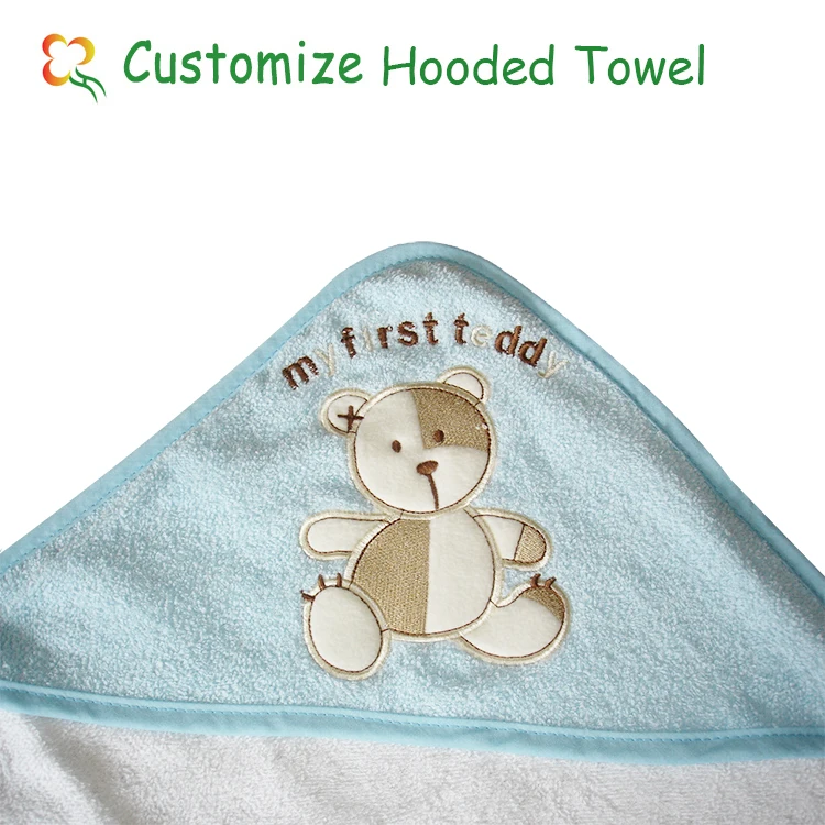 Newborn gift poncho towel with wrap custom pattern embroidery 100% Cotton soft Baby Hooded Bath Towel