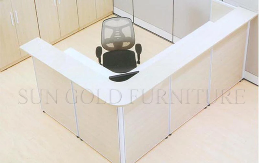 Modern wooden cashier office used reception desk