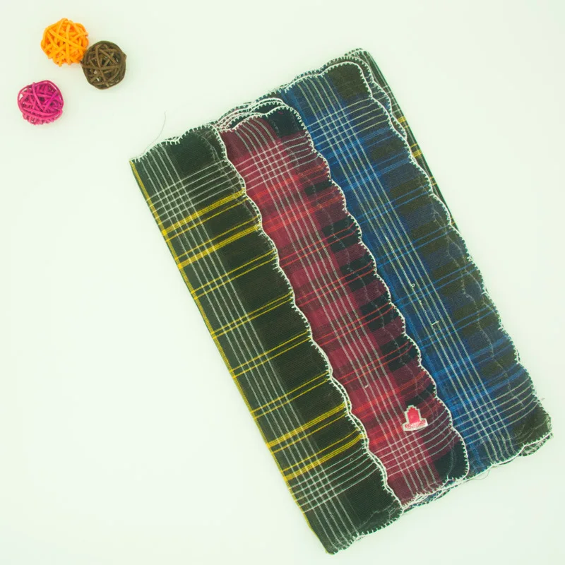 Polyester Cotton Crescent Edged Lattice Ladies Handkerchief