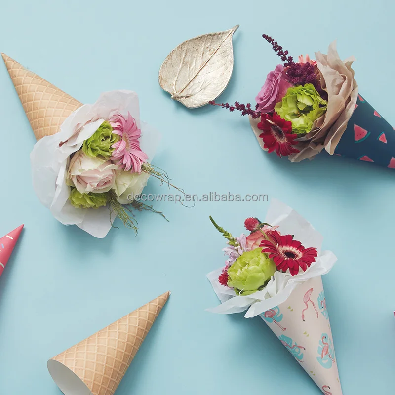 LONGSUN New arrival ice cream shape summer decor flower paper