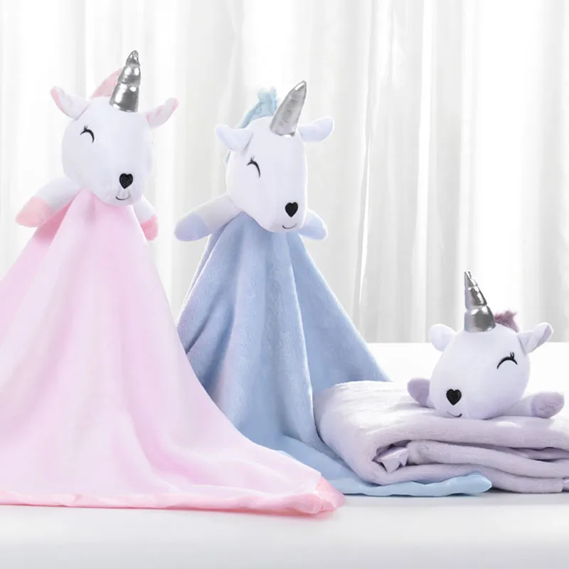 
Cute Bear Unicorn Teething Soother Blanket, Soft Plush Security Kids Baby Blanket, Stuffed Animal Toy 