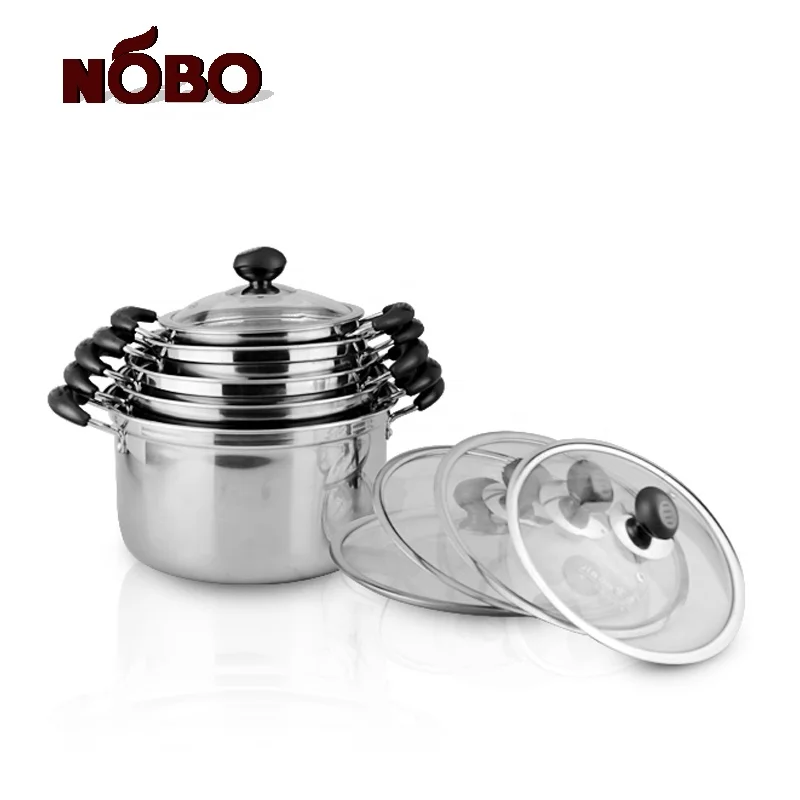 10pcs korea kitchen product cooking post set stainless steel cookware pot with double handle