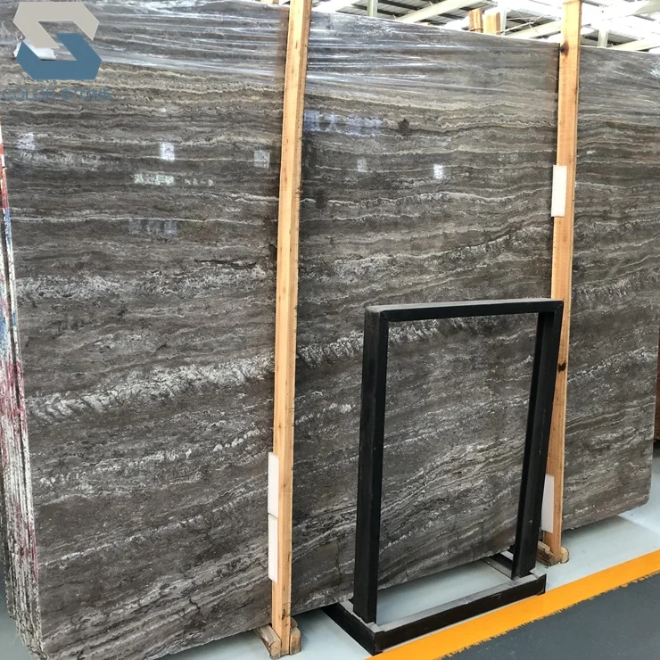 Natural polished iran persian silver grey travertine marble stone slabs for table tops price