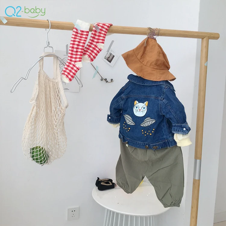 Q2-baby оптовая продажа; Одежда для малышей с животным узором; Джинсовое пальто