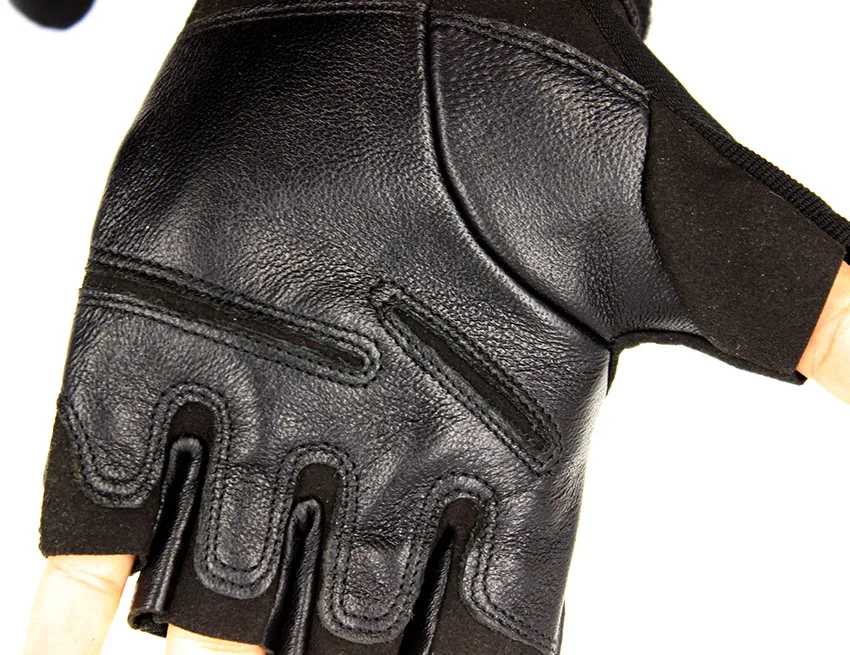
Black Genuine Leather Goat Skin Tactical Military Shooting Airsoft Cycling Outdoor Army Gloves 