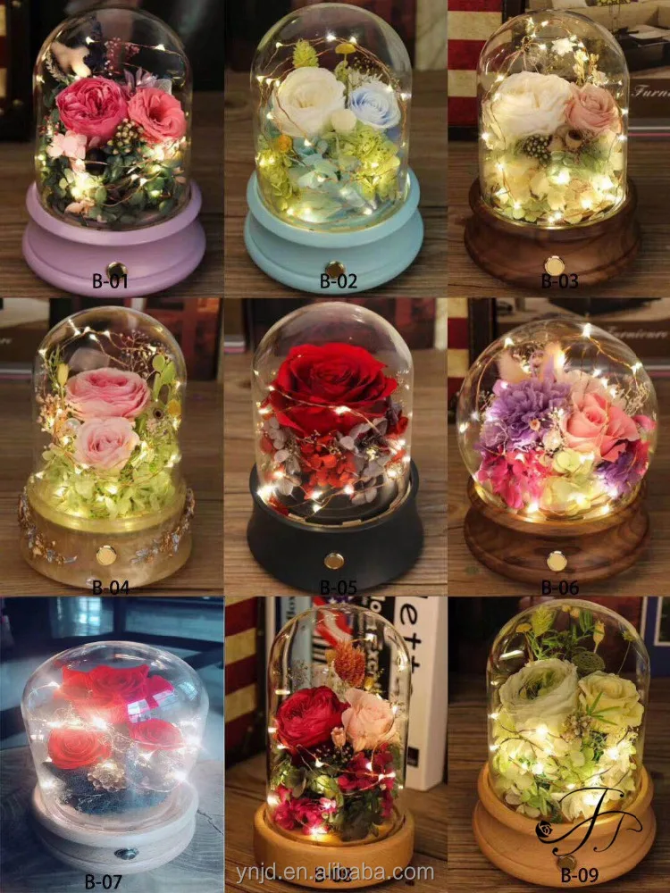 
Unique LED Gifts JJ Preserved Roses in Glass Dome 