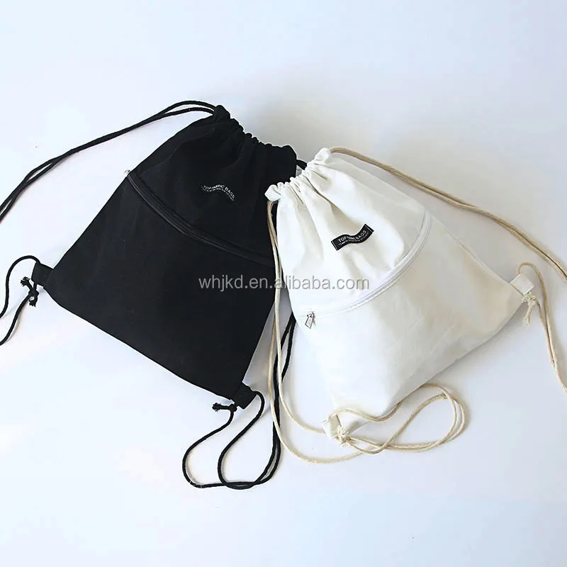 Wholesale promotional custom gym sack sports backpack cotton canvas drawstring bags for teens