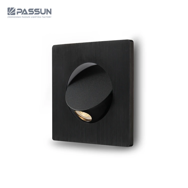3W reading lamp from PASSUN lighting with hidden switch in black