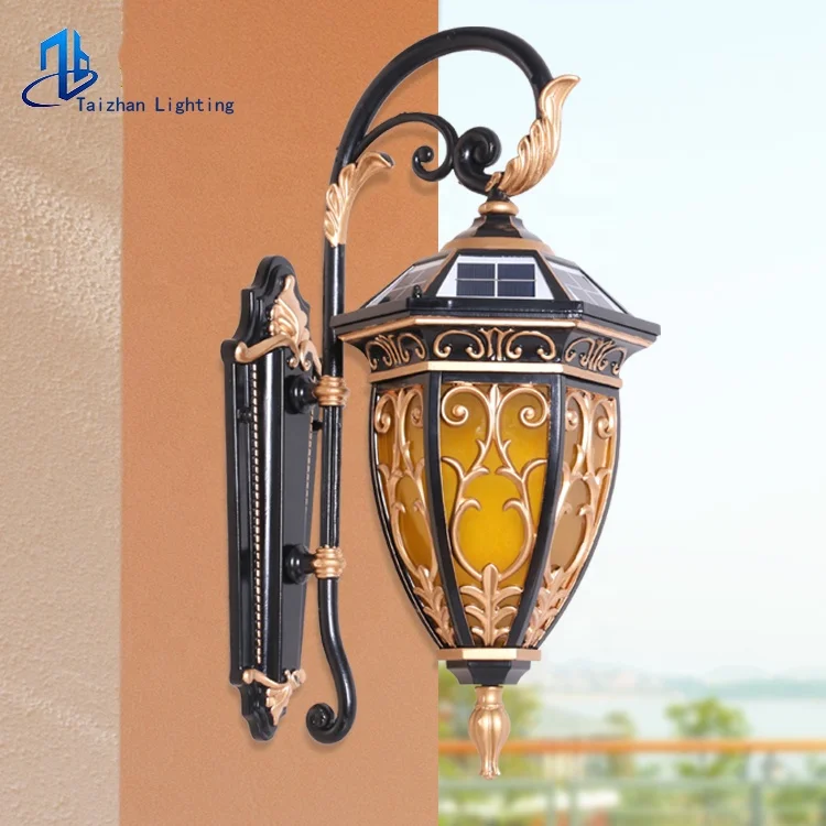 European style antique solar wall lights outdoor waterproof wall lantern villa garden exterior lamp wall mounted indoor lights