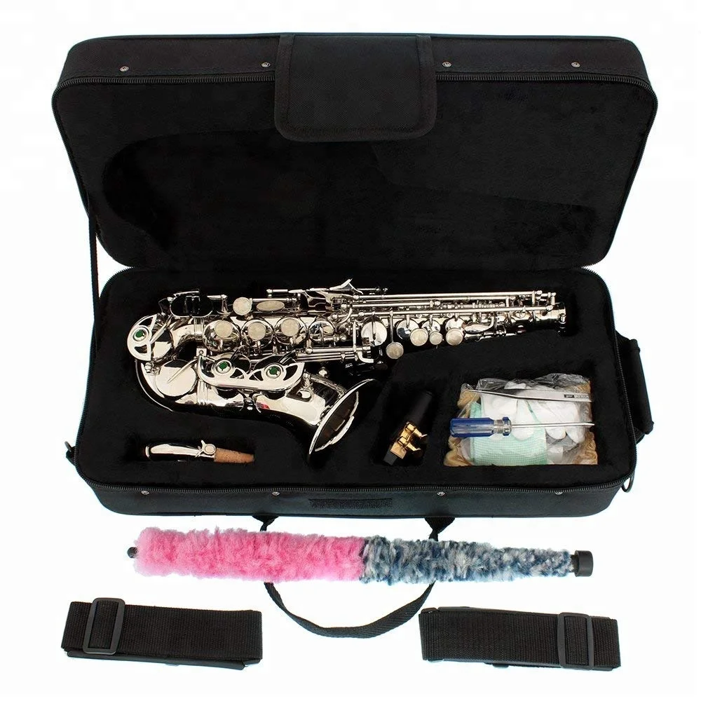 
Big Manufacturer Quality Silver/Nickel Curved Bb Soprano Saxophone 