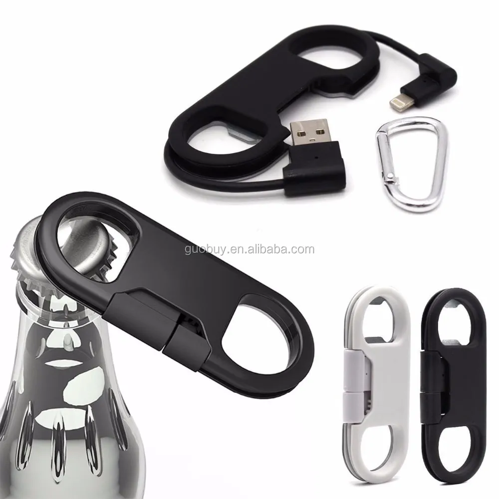 3 in 1 USB Charge Data Cable Cable+ Bottle Opener+ Key Chain For iPhone for Samsung Android phones