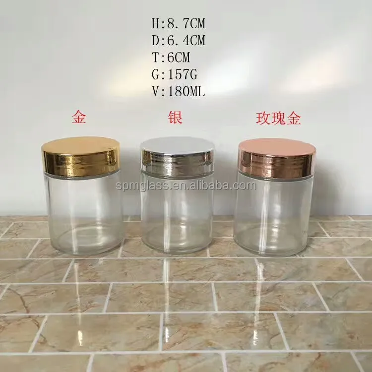 100ml,180ml,300ml,740ml straight sided empty air tight glass jar with caps for candle,food,cosmetics