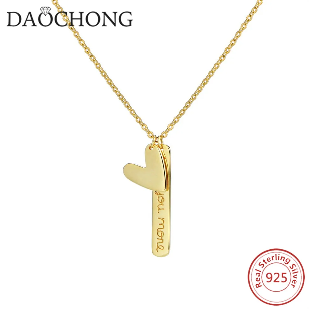 dubai gold plated jewelry handmade heart and engraved bar pendant necklace