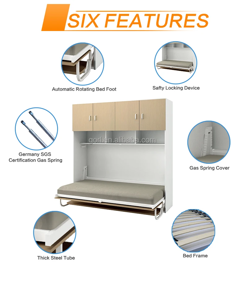 Gorl Furniture hot sale high quality wall bed murphy bed folding for saving space,CF126/SZ