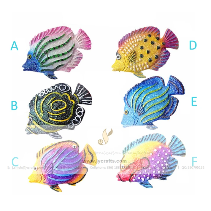 Resin craft 3D tropical fish shape sea animal fridge magnet for home decoration - 6 designs